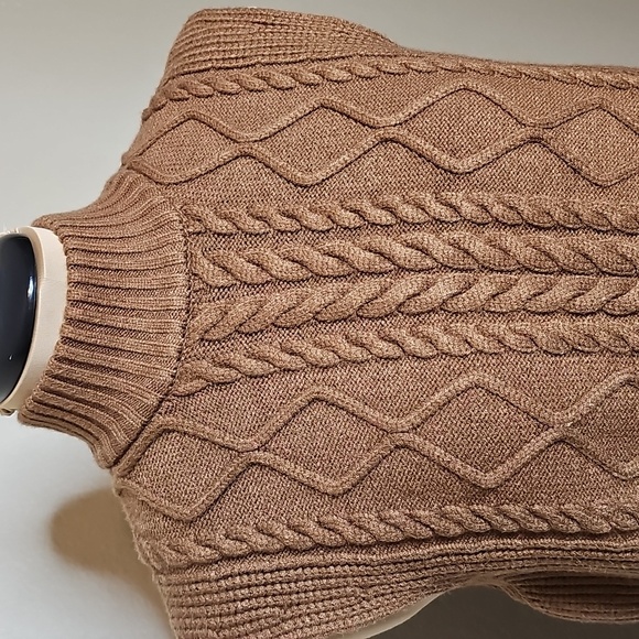 Varley Joilette Roll Neck Vest Brown Cable Knit Sweater Vest XS - Picture 3 of 10
